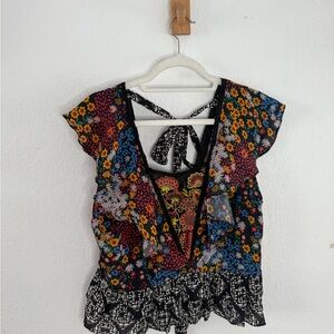 Anthropologie Floral embroidered and beaded Women's Top